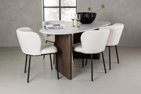 Spisebord ovalt 180 x 90 + spisestol 2-pakk – lys grå og hvit