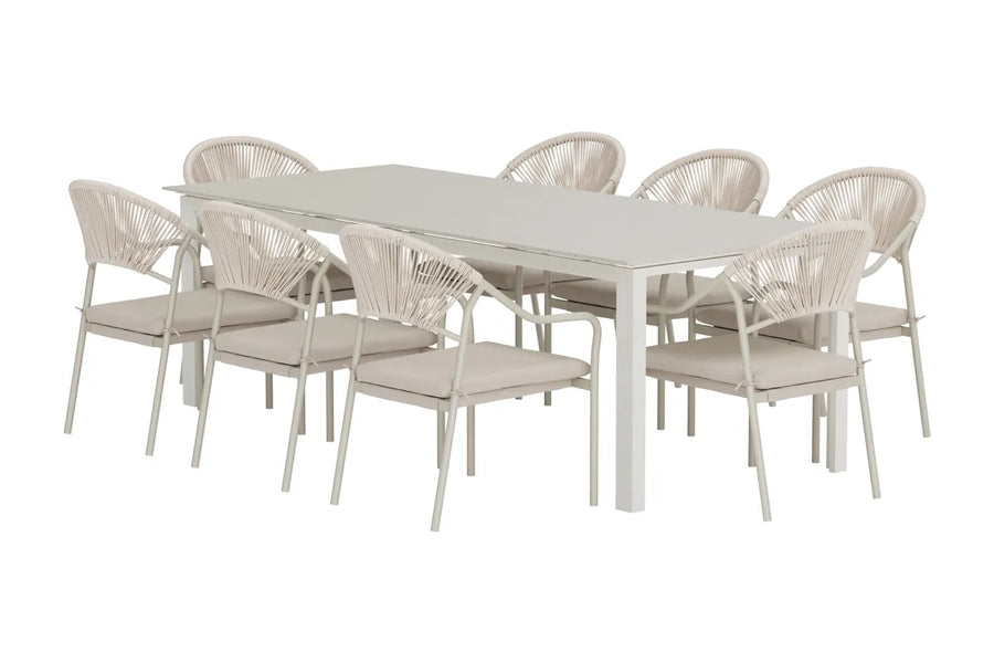 Spisegruppe Levels & Paros rektangulær 229 × 100 – beige