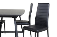 Spisestol Slim & Inca 2-pakk + Spisebord rektangulært 160 x 85 – svart