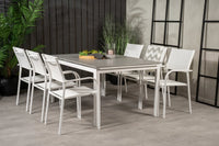 Spisegruppe Levels & Santorini 160 x 100 + 2-pakk spisestol – hvit