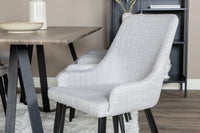 Spisestol Plaza & Marina 2-pakk + Rektangulært spisebord 180 x 90 – grå og natur
