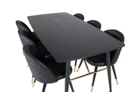 Spisegruppe Gold & Velvet 180 x 85 med 2-pakk spisestoler – svart