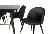 Spisegruppe Gold & Velvet 180 x 85 med 2-pakk spisestoler – svart