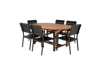Spisestol Kenya 2-pakk – svart + Spisebord ovalt 180 x 120 – natur