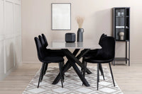Spisegruppe Polar & Piazza 2-pakk, rektangulært spisebord 180 x 90 – svart