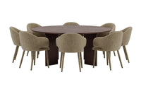 Spisegruppe Evelin & Graos 2-pakk + Rundt Ø180 – beige og mokka