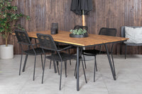 Spisegruppe Chan & Lindos 200 × 100 + spisestol 2-pakk – natur og svart