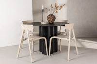 Spisestol Ursholmen & Olivia 2-pakk + Spisebord rundt ⌀110 – beige og svart