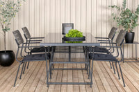 Spisestol Nicke & Dallas 2-pakk + Rektangulært spisebord 193 x 90 – svart