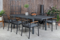 Spisestol Dallas & Marbella 2-pakk + rektangulært spisebord 160 x 100 – svart