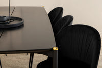 Spisestol Wrinkles & Pelle 2-pakk + Rektangulært spisebord 190 x 90 – svart