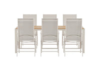 Spisegruppe Break 205 x 90 + 2-pakk spisestoler – beige