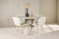Spisegruppe Rund ⌀120 + spisestol 2-pakk – beige