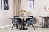 Spisestol Velvet & Estelle 2-pakk – svart + Spisebord rundt ⌀106 – hvit