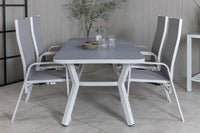 Spisebord Virya & Copacabana rektangulært 160 x 90 + reclinerstol 2-pakk – grå