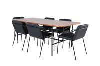 Spisestol Tvist & Uno 2-pakk – svart + Rektangulært spisebord 200 x 90 – natur
