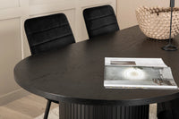 Spisegruppe oval 200 x 90 + spisestol 2-pakk – svart