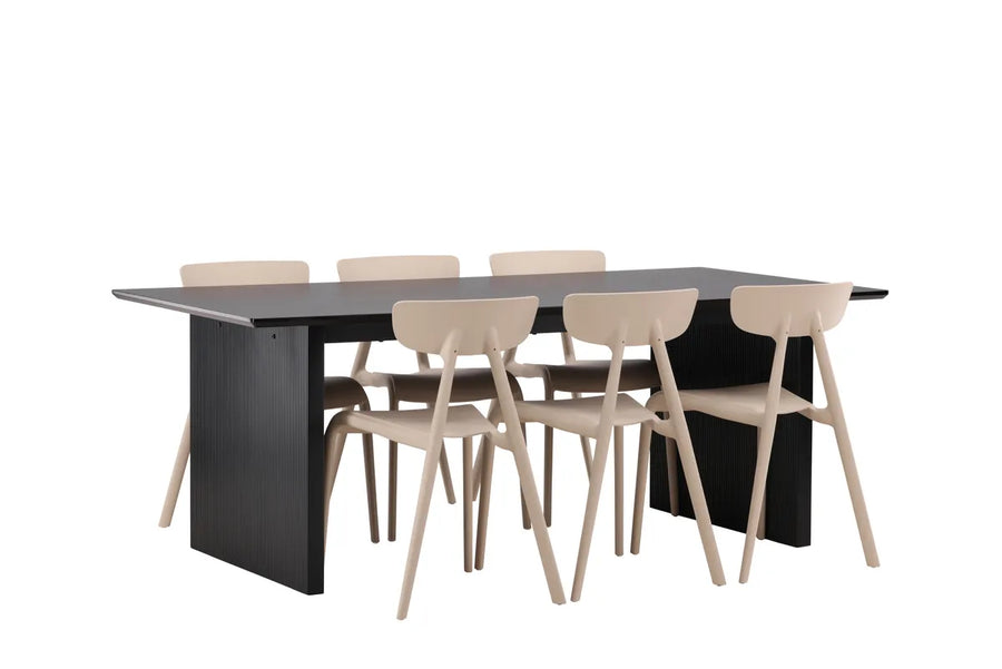 Spisegruppe Ursholmen & Vail 2-pakk 200 × 100 – beige og svart
