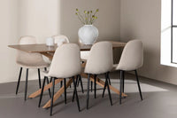 Spisestol Polar & Piazza 2-pakk beige + rektangulært spisebord 180 x 90 – mocca
