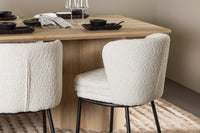 Spisestol Agnes & Olivia 2-pakk + spisebord rektangulært 210 x 100 – hvit og natur