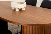 Spisestol Muce & Bianca 2-pakk – svart + Spisebord ovalt 200 x 90 – valnøtt