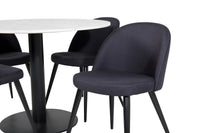 Spisestol Velvet & Estelle 2-pakk – svart + Spisebord rundt ⌀106 – hvit