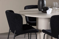Spisestol Modesto & Olivia 2-pakk + Spisebord rundt ⌀110 – svart og beige