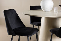 Spisestol Night & Lanzo 2-pakk svart + Spisebord rundt ⌀120 – hvitvasket