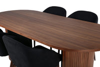 Spisestol Arch & Bianca 2-pakk + Spisebord ovalt 200 x 90 – svart og valnøtt