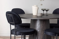 Spisestol 2-pakk svart + Spisebord rundt ⌀120 – mokka