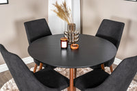 Spisestol Leone & Plaza 2-pakk + Spisebord rundt ⌀100 – svart