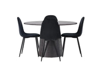 Spisestol Polar & Lanzo 2-pakk – svart + rundt spisebord ⌀120 – mokka