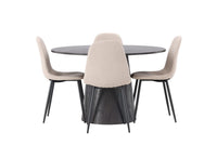 Spisegruppe rund ⌀120 – mokka og beige