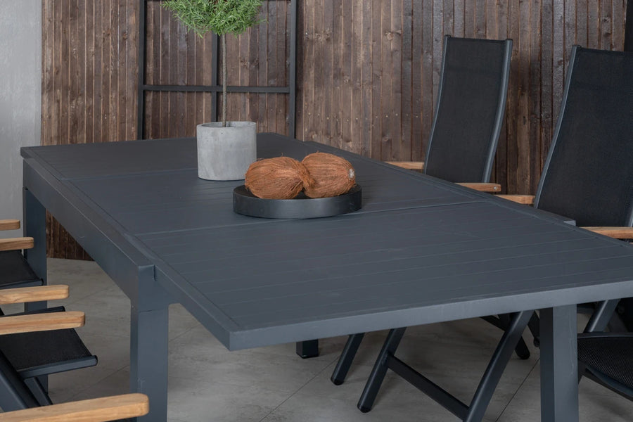 Posisjonsstol Panama & Marbella 2-pakk + Spisebord 160 x 100 – svart