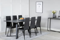 Spisestol Slim & Marina 2-pakk + rektangulært spisebord 180 x 90 – svart