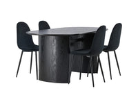Spisestol Polar & Isolde 2-pakk + Spisebord ovalt 180 x 90 – svart