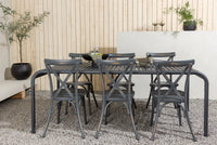 Spisebord Borneo & Tablas 200 × 100 + spisestol 2-pakk – svart og mørk grå