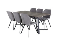 Spisegruppe Gemma & Marina 2-pakk + rektangulært spisebord 180 x 90 – grå og natur