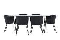 Spisegruppe Berit & Silar 180 x 90 – svart og hvit