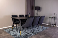 Spisegruppe Dipp & Velvet Deluxe 180 x 90 med 2-pakk spisestoler – svart