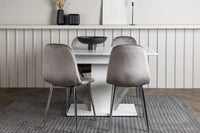 Spisegruppe 120 x 80 + spisestol 2-pakk – hvit og lys grå