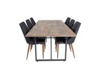 Spisestol Leone & Padang 2-pakk – svart + rektangulært spisebord 250 x 100 – natur