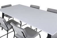 Spisegruppe Jimmy & Kenth 195 x 90 + 2-pakk spisestoler – hvit og grå