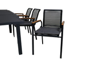 Spisestol Dallas & Marbella 2-pakk + rektangulært spisebord 160 x 100 – svart