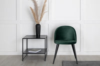 Spisegruppe Sleek & Velvet rektangulært 195 x 95 + 2-pakk spisestoler – svart og grønn