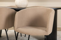 Spisegruppe Berit & Bianca + Ovalt 200 x 90 – beige og svart