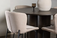 Spisegruppe Modesto & Olivia 2-pakk + Rund Spisebord ⌀110 – beige og mokka