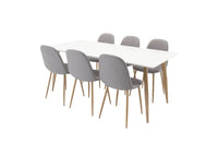 Spisestol Polar 2-pakk + Rektangulært spisebord 180 x 90 – grå og hvit