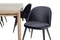 Spisegruppe Slider & Velvet rektangulær 170 x 95 2-pakk – natur og svart
