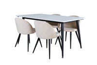Spisegruppe Jimmy & Velvet rektangulær 150 x 90 + 2-pakk spisestol – hvit og beige